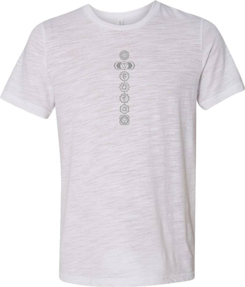 Graues 7 Chakren Männer Yoga Burnout T-Shirt = Greychak-3650 von YogaClothingForYou