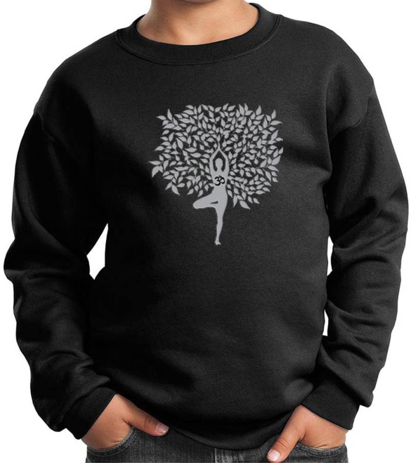 Grey Tree Pose Kid Es Yoga Sweatshirt = Pc90Y-Gtreepose von YogaClothingForYou