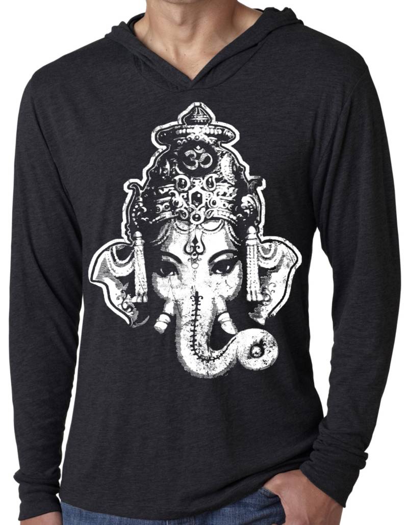 Groß Ganesha Leichtes Yoga Hoodie T-Shirt - Nl6021-Biganhead von YogaClothingForYou