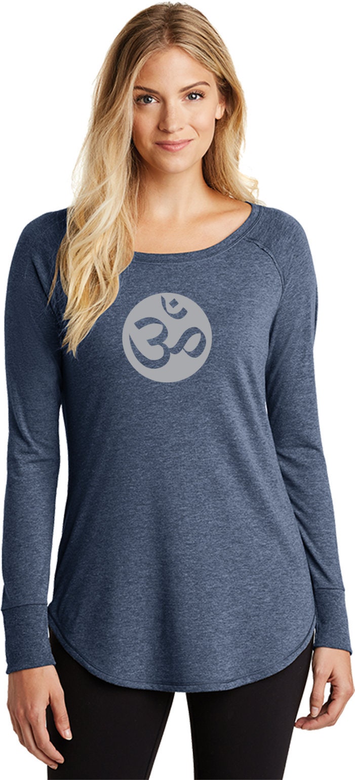 Großen Om Print Damen Yoga Tri-Blend Langarm = Bigom-Dt132L von YogaClothingForYou
