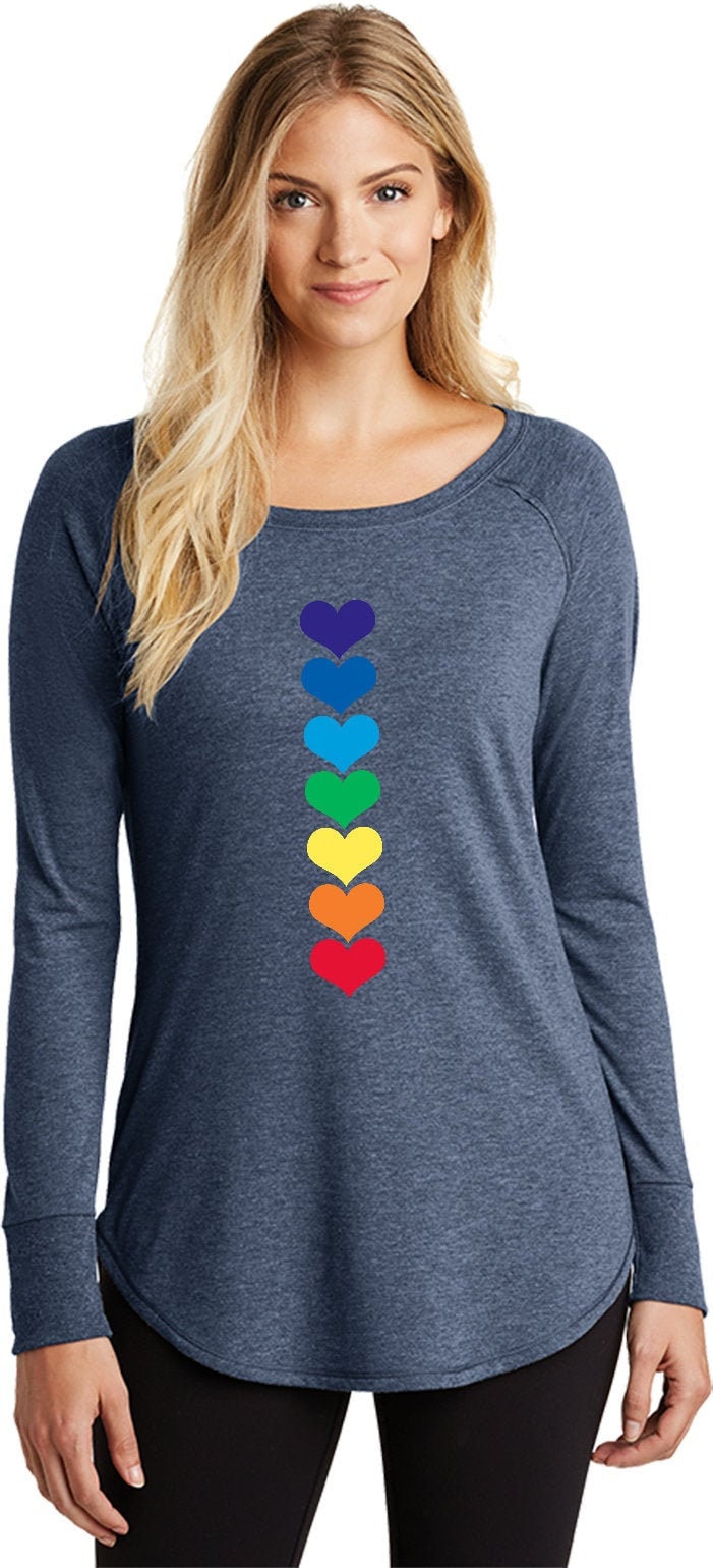 Herz-Chakras Damen Yoga Tri Blend Langarm = Herz-Dt132L von YogaClothingForYou