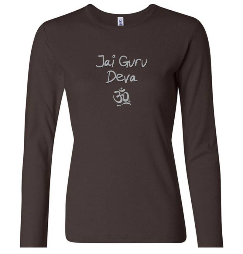 Jai Guru Deva Damen Yoga Langarm-T-Shirt = 5001-Guru von YogaClothingForYou