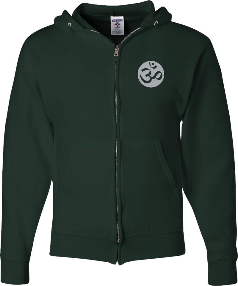 Kleiner Ohm Taschendruck Erwachsene Unisex Yoga Full Zip Hoody-Om-Pp-993 von YogaClothingForYou