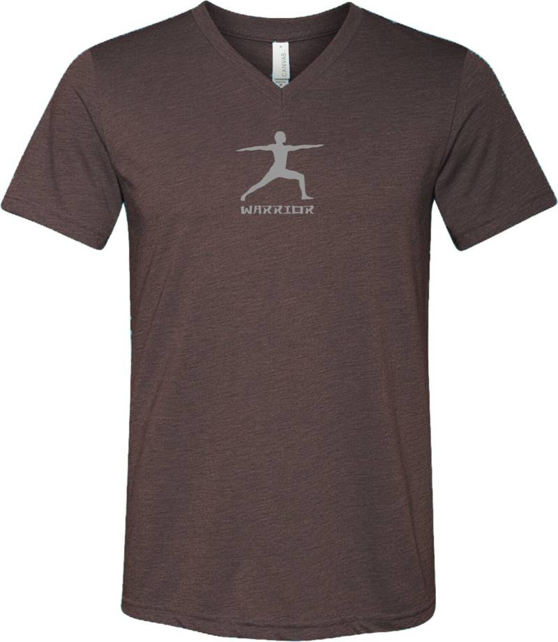 Krieger Pose Erwachsene Unisex Yoga Tri-Blend V-Neck T-Shirt = Krieger-C3415 von YogaClothingForYou
