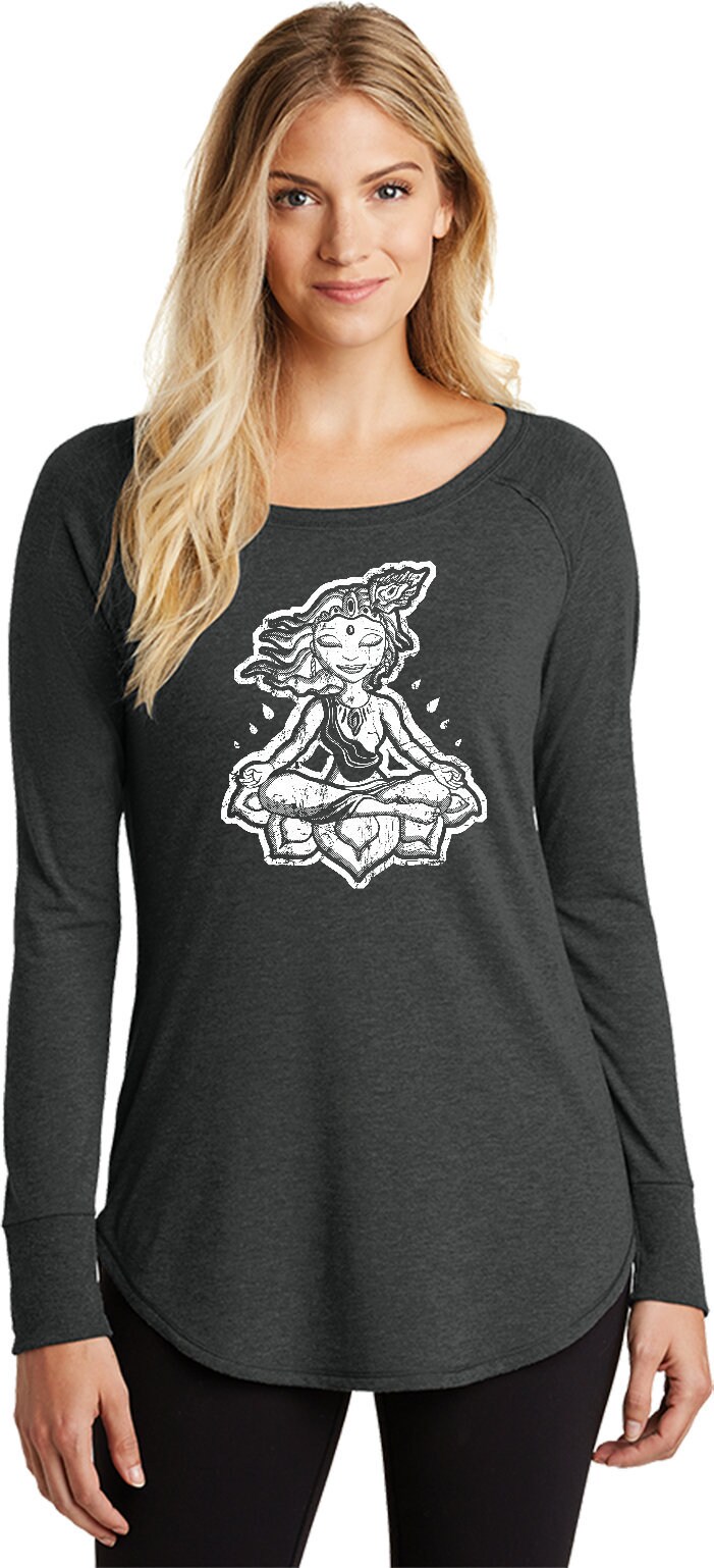Krishna Damen Yoga Tri Blend Langarm = Krishna-Dt132L von YogaClothingForYou