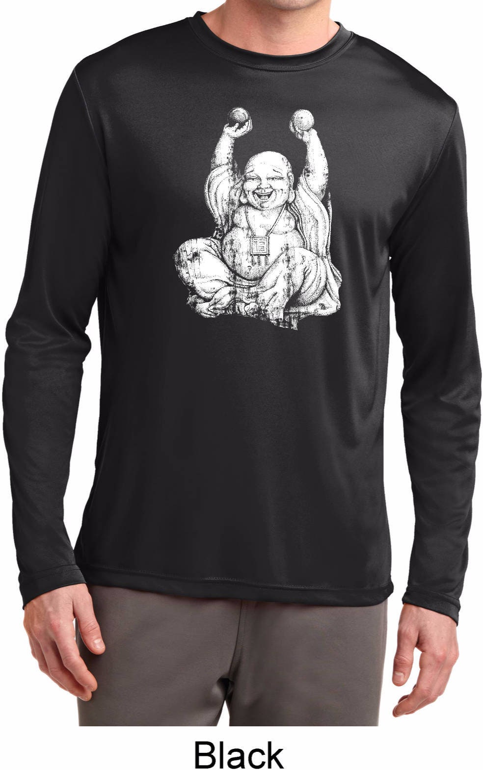 Lachende Buddha Yoga Feuchtigkeit Wicking T-Shirt = St350Ls-Laughbuddha von YogaClothingForYou