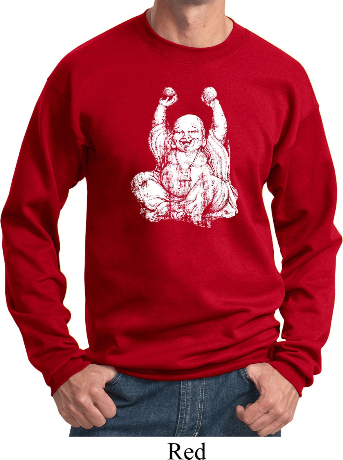 Lachende Buddha Yoga Sweat Shirt = Pc90-Laughbuddha von YogaClothingForYou