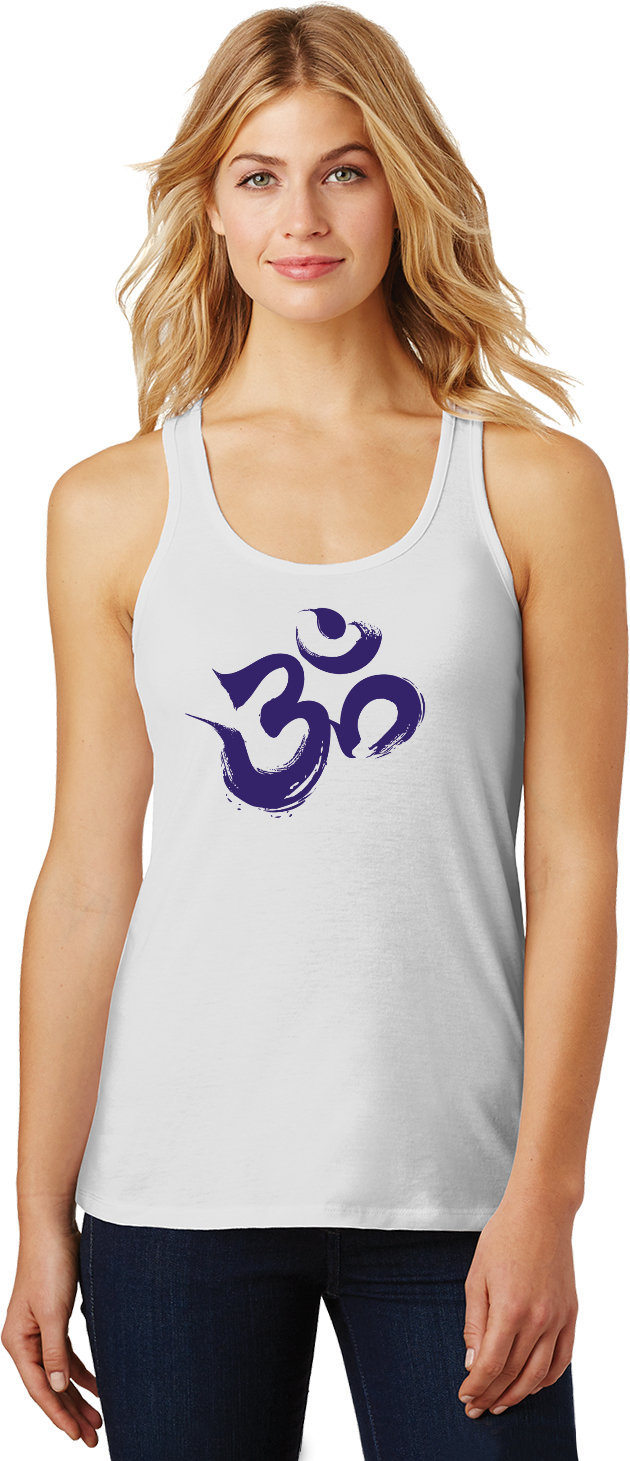 Lila Pinselstrich Aum Damen Yoga Fester Gesammelt Racerback Tank-Top = Purplebrush-Dm420 von YogaClothingForYou
