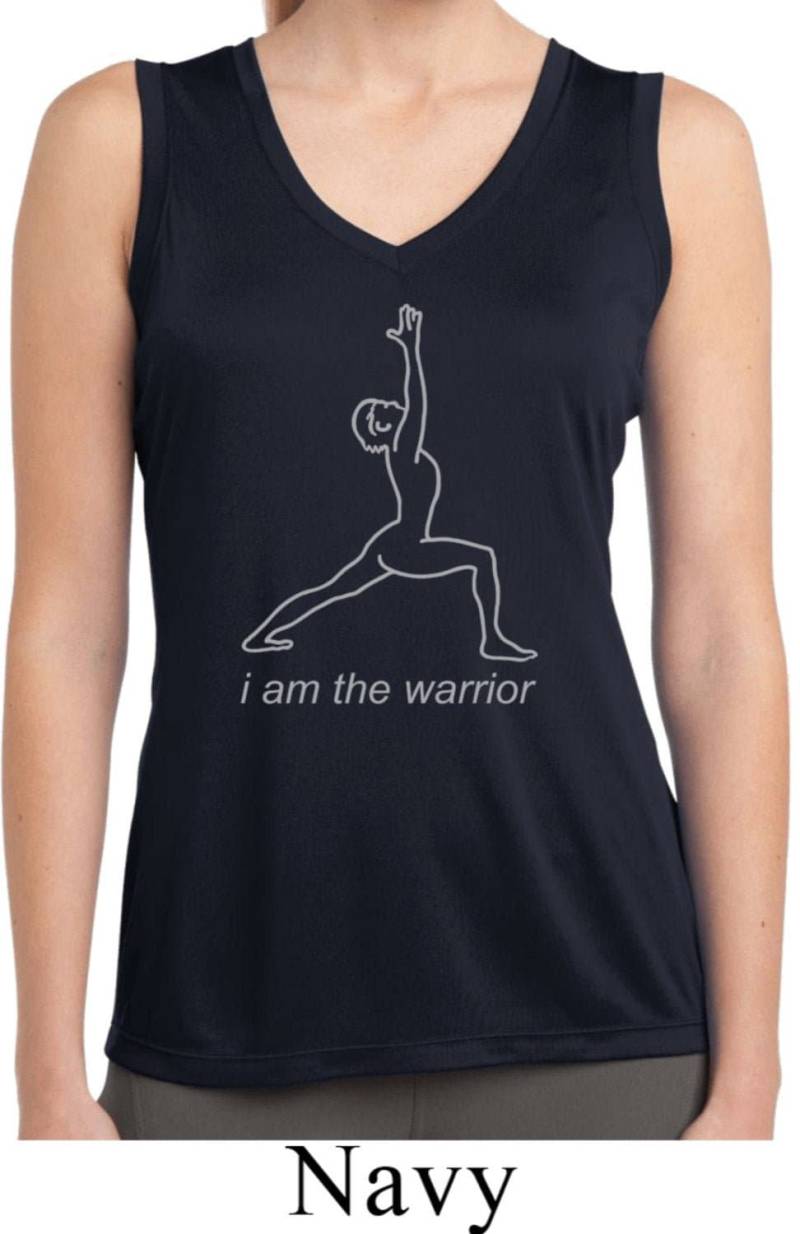 Linie Krieger Damen Yoga Ärmellose Feuchtigkeit Wicking T-Shirt = Lst352-Linewarrior von YogaClothingForYou