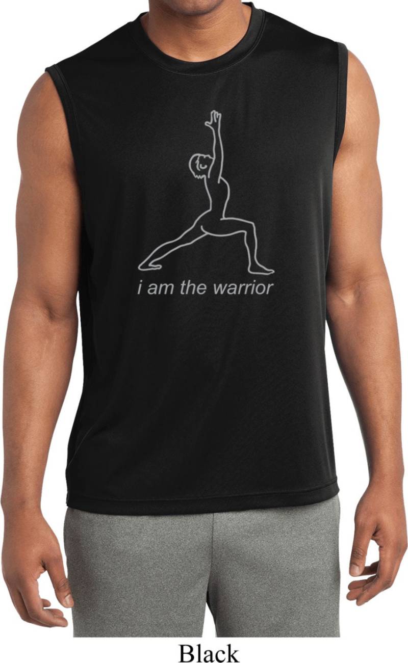 Linie Krieger Herren Yoga Ärmellose Feuchtigkeit Wicking T-Shirt = St352-Linewarrior von YogaClothingForYou