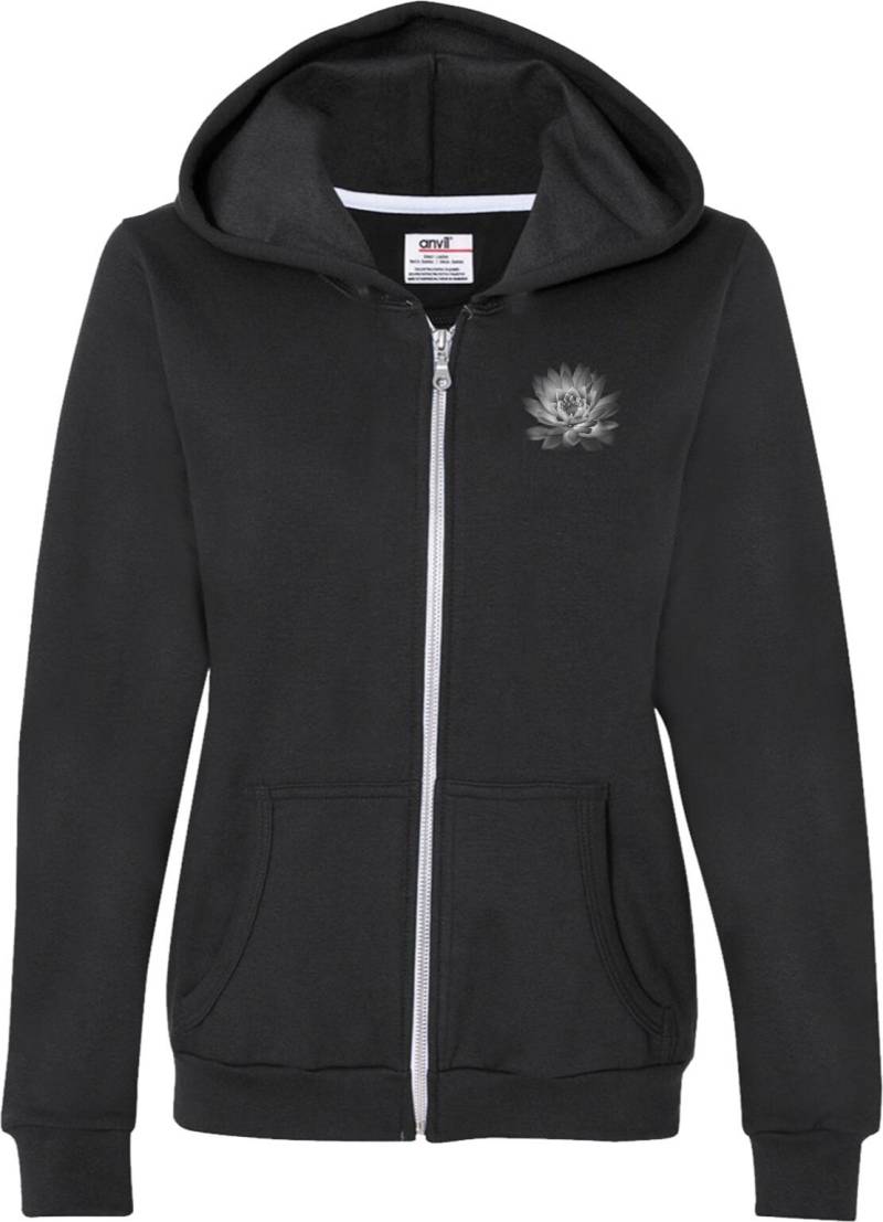 Lotus Flower Pocket Print Damen Yoga Full Zip Hoodie = Lotusflower-Pp-71600Fl von YogaClothingForYou