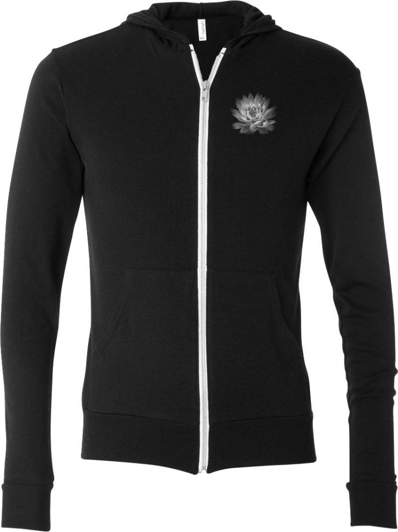 Lotus Flower Pocket Print Erwachsene Unisex Yoga Triblend Full Zip Leichter Hoodie - Lotusflower-Pp-3939 von YogaClothingForYou