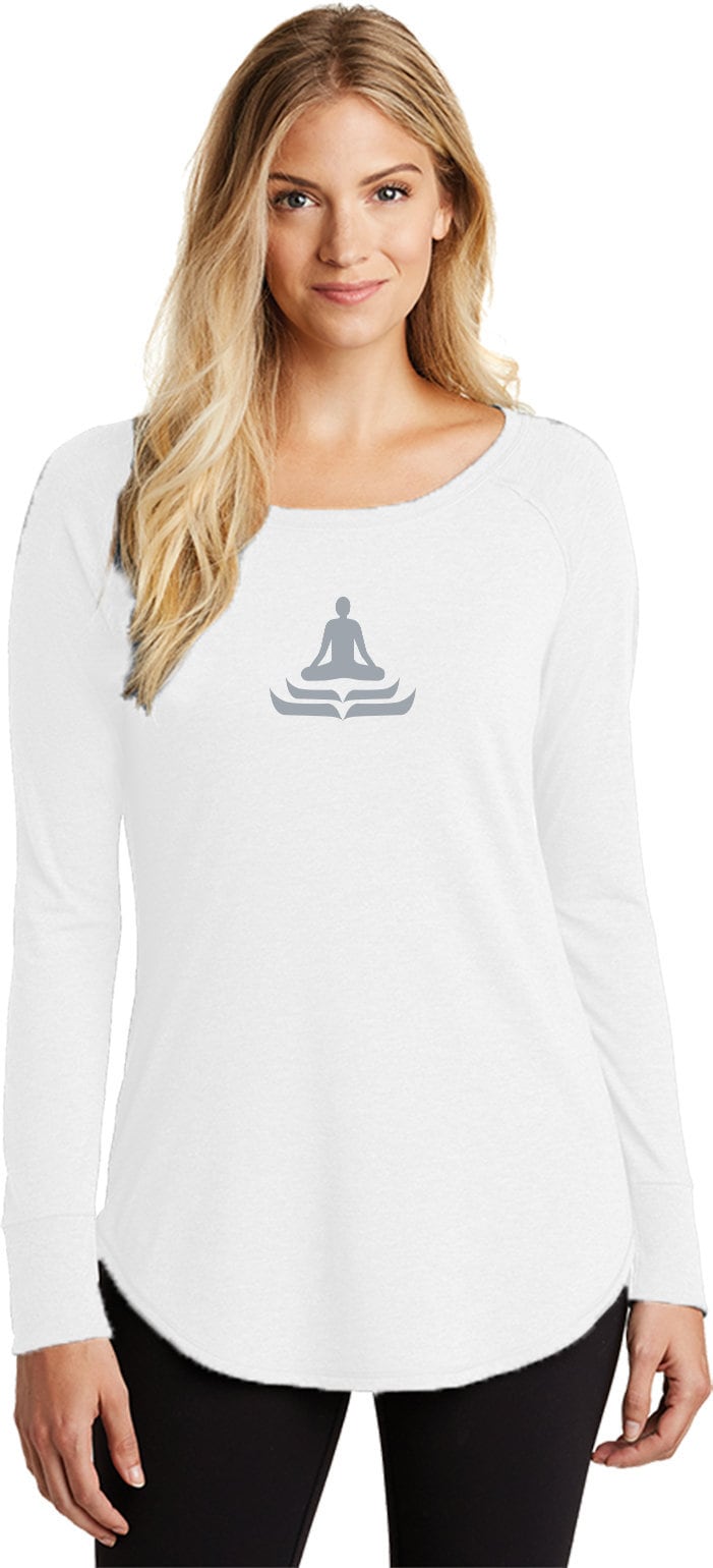 Lotus Pose Damen Yoga Tri-Blend Langarm = Lotuspose-Dt132L von YogaClothingForYou