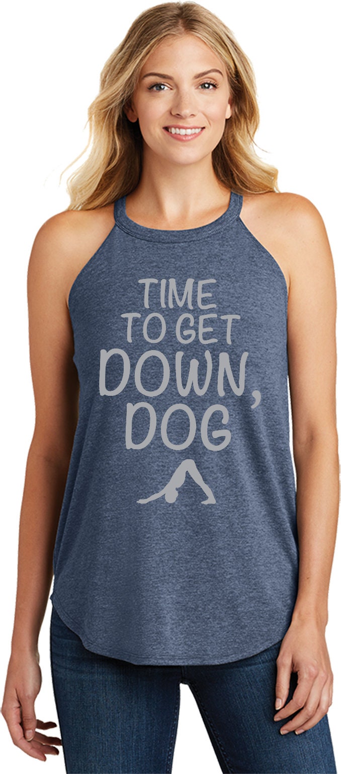 Mal Runter, Hund Damen Tri-Blend Rocker Yoga Tanktop = Getdown-Dt137L von YogaClothingForYou