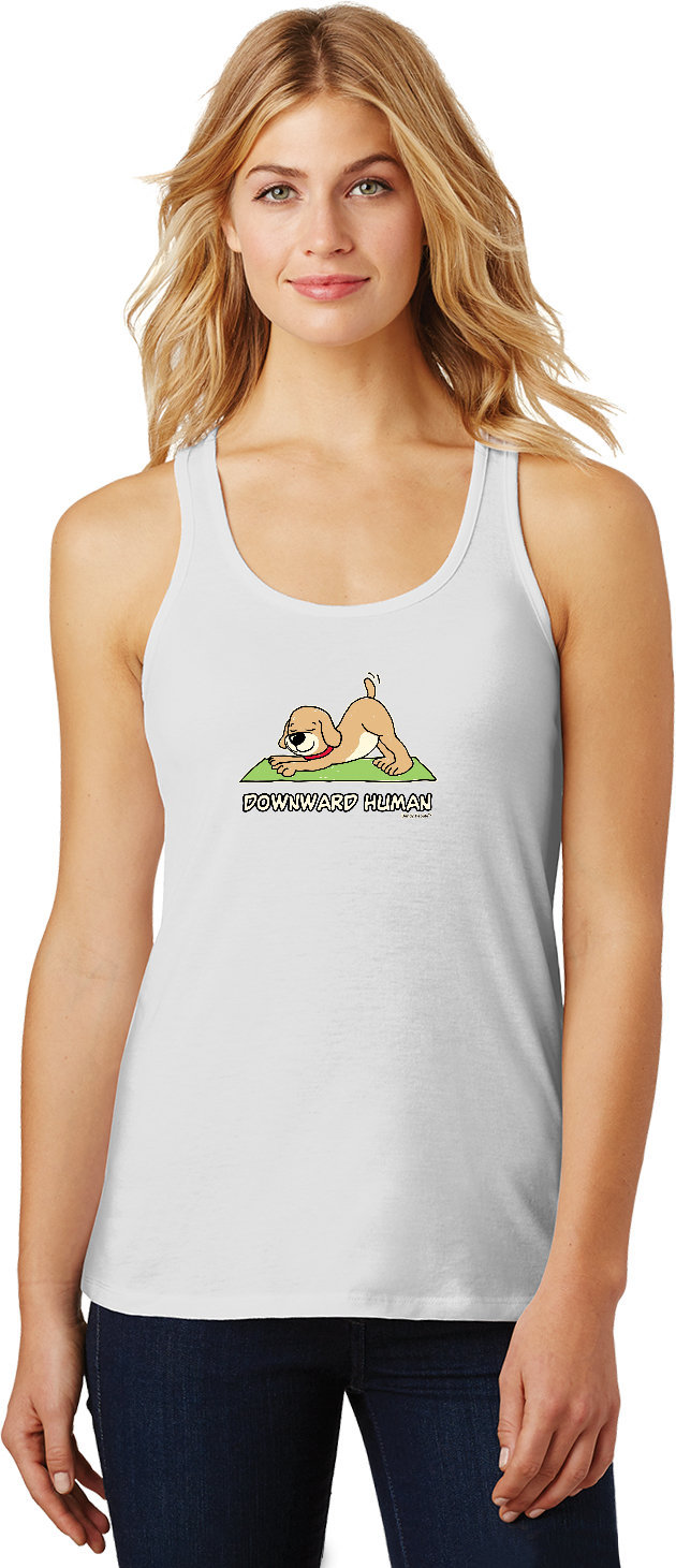 Nach Unten Menschlichen Damen Yoga Fester Gesammelt Racerback Tank-Top = Dhuman-Dm420 von YogaClothingForYou