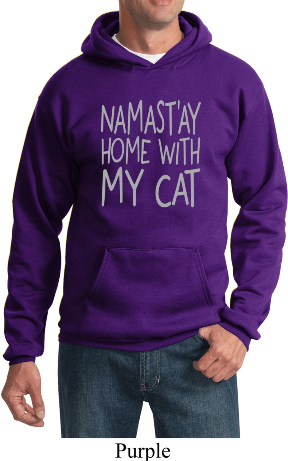 Namastay Home Mit Meiner Katze Yoga Hoodie - Pc90H-Namcat von YogaClothingForYou