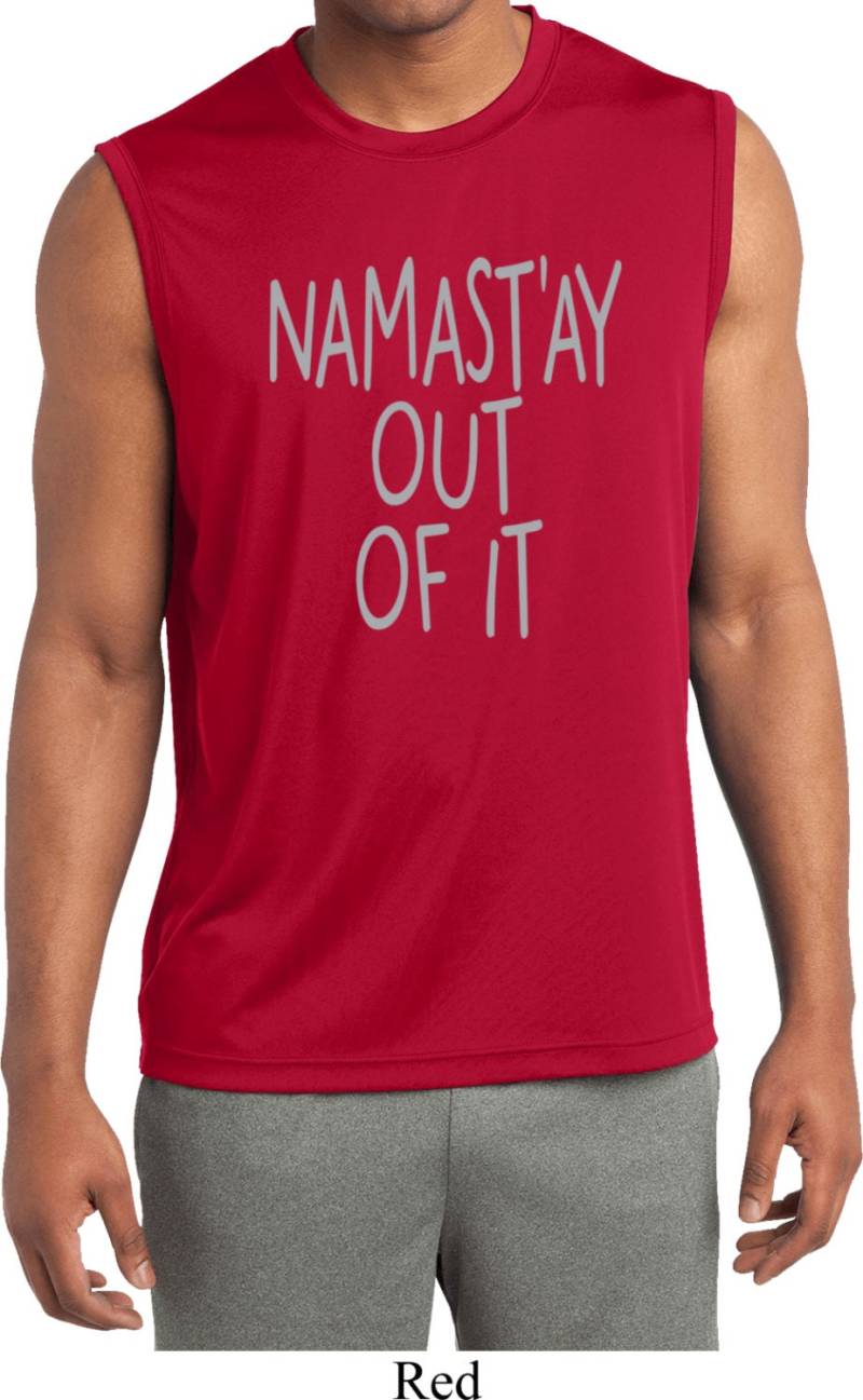 Namastay Out Of It Herren Yoga Ärmellose Feuchtigkeit Wicking T-Shirt = St352-Namout von YogaClothingForYou