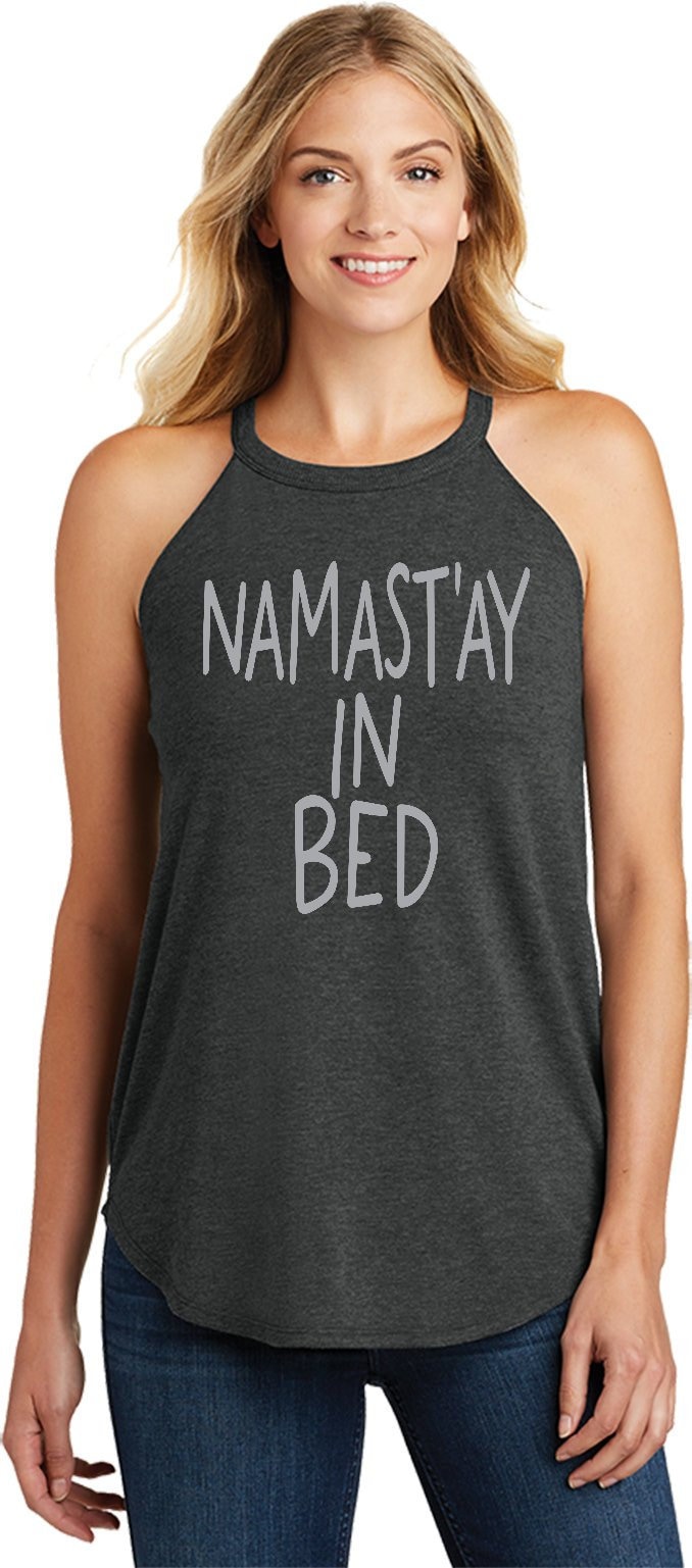 Namastay in Bed Ladies Yoga Tri Blend Rocker Tanktop = Naminbed-Dt137L von YogaClothingForYou