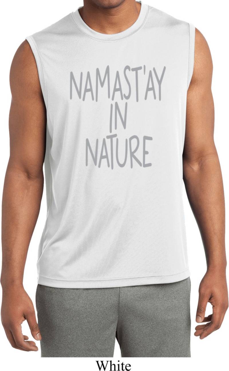 Namastay in Der Natur Herren Yoga Ärmellose Feuchtigkeit Wicking T-Shirt = St352-Namnature von YogaClothingForYou