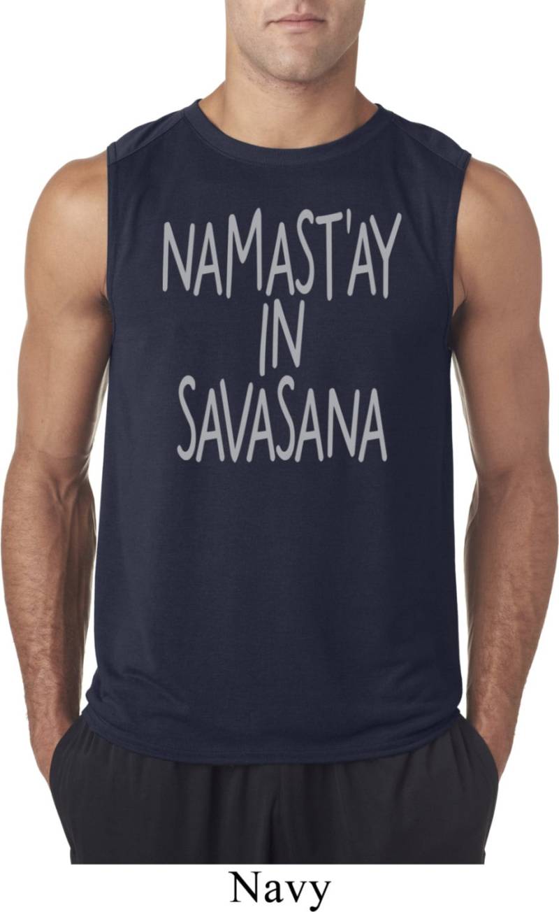 Namastay in Savasana Herren Yoga Ärmellose Feuchtigkeit Wicking T-Shirt = 42700-Namsav Namastay in Savasana Herren Yoga Ärmellose Feuchtigkeit Wicking T-Shirt = 42700-Namsav von YogaClothingForYou