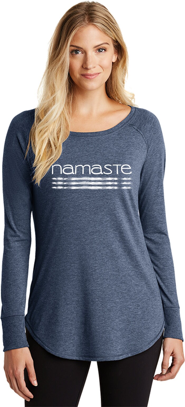 Namaste Linien Damen Yoga Tri-Blend Langarm = Namlines-Dt132L von YogaClothingForYou