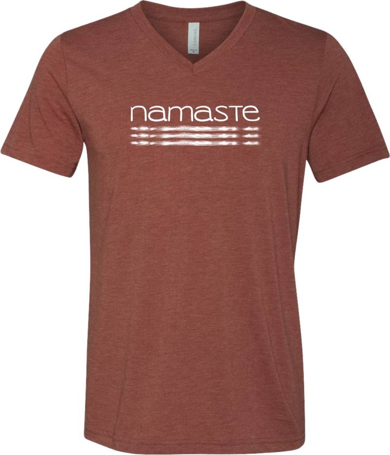 Namaste Linien Erwachsene Unisex Yoga Tri-Blend V-Neck T-Shirt = Namlines-C3415 von YogaClothingForYou