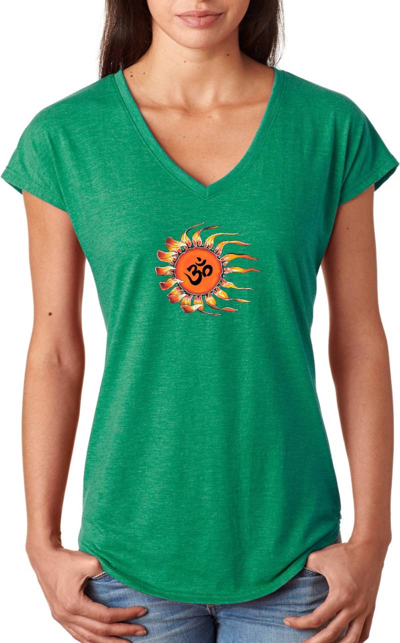 Ohm Sonne Damen Yoga Tri-Blend V-Neck T-Shirt = Ohmsun-6750Vl von YogaClothingForYou