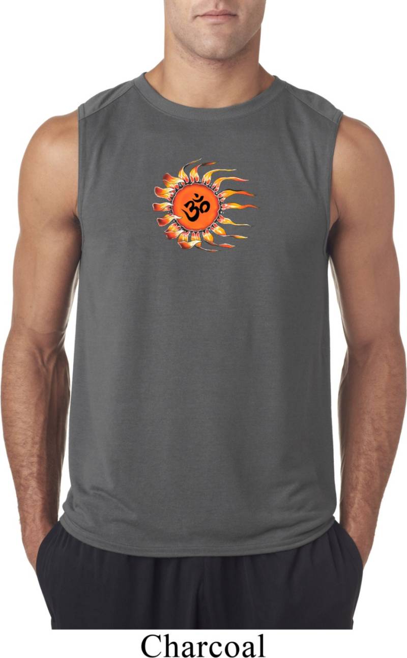 Ohm Sun Herren Yoga Ärmellose Feuchtigkeit Wicking T-Shirt = 42700-Omsun von YogaClothingForYou
