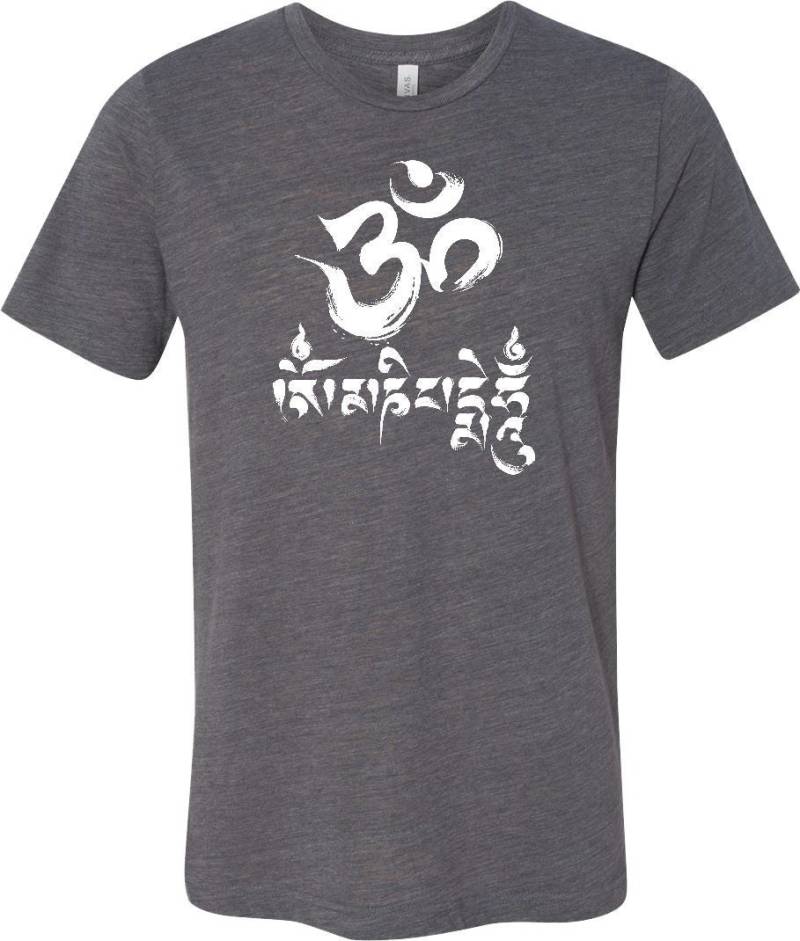 Om Mani Padme Hum Männer Yoga Burnout T-Shirt = Manipadme-3650 von YogaClothingForYou