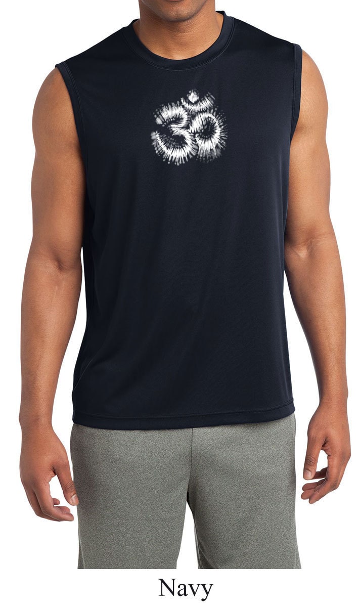 Om Tie Dye Herren Yoga Ärmellose Feuchtigkeit Wicking T-Shirt = St352-Omtiedye von YogaClothingForYou