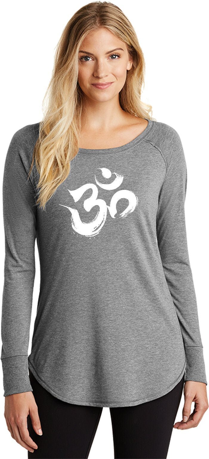 Pinselstrich Aum Damen Yoga Tri Blend Langarm = Brushstroke-Dt132L von YogaClothingForYou