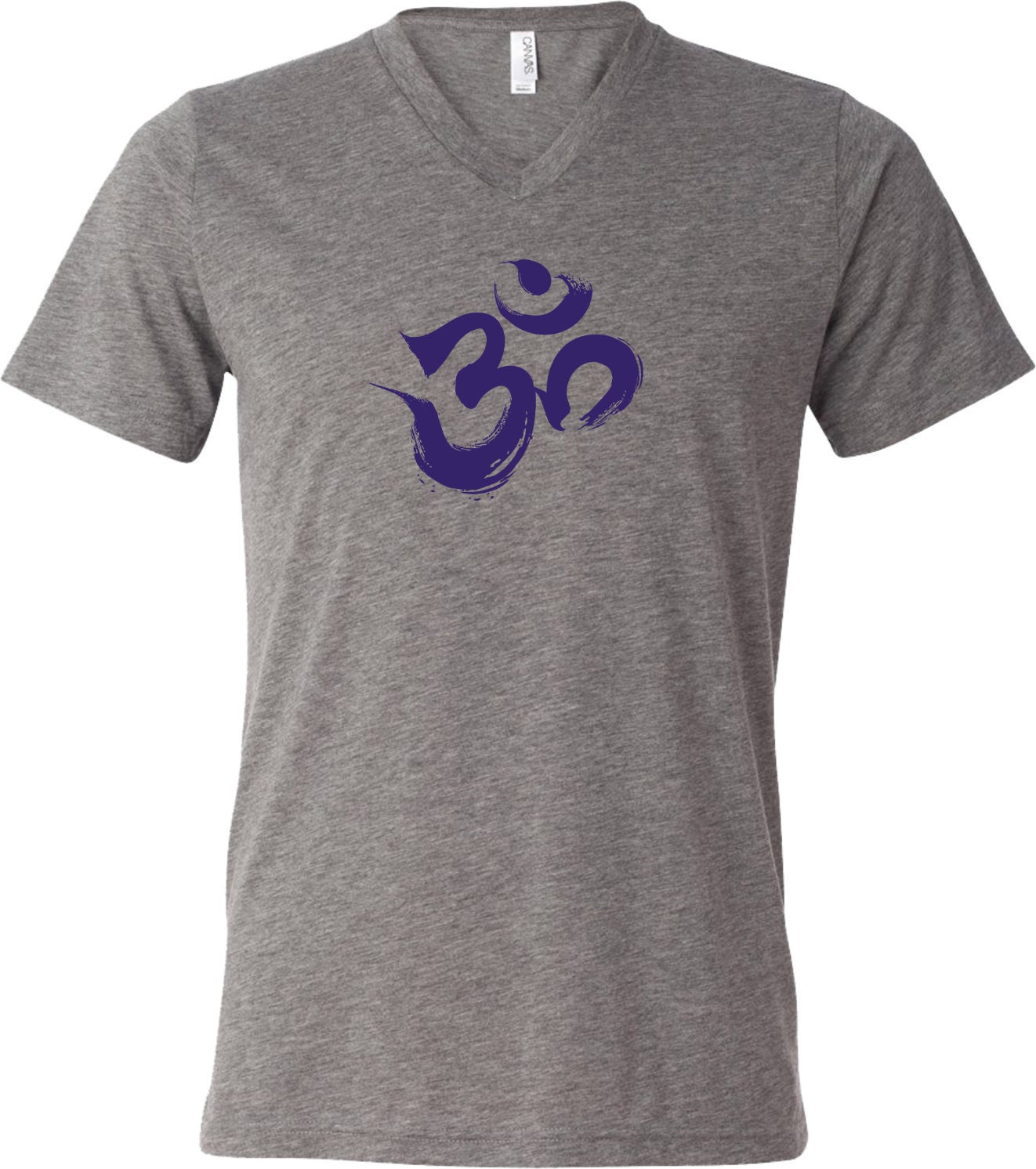Pinselstrich Aum Erwachsene Unisex Yoga Triblend V-Neck T-Shirt Lila = Purplebrush-C3415 von YogaClothingForYou