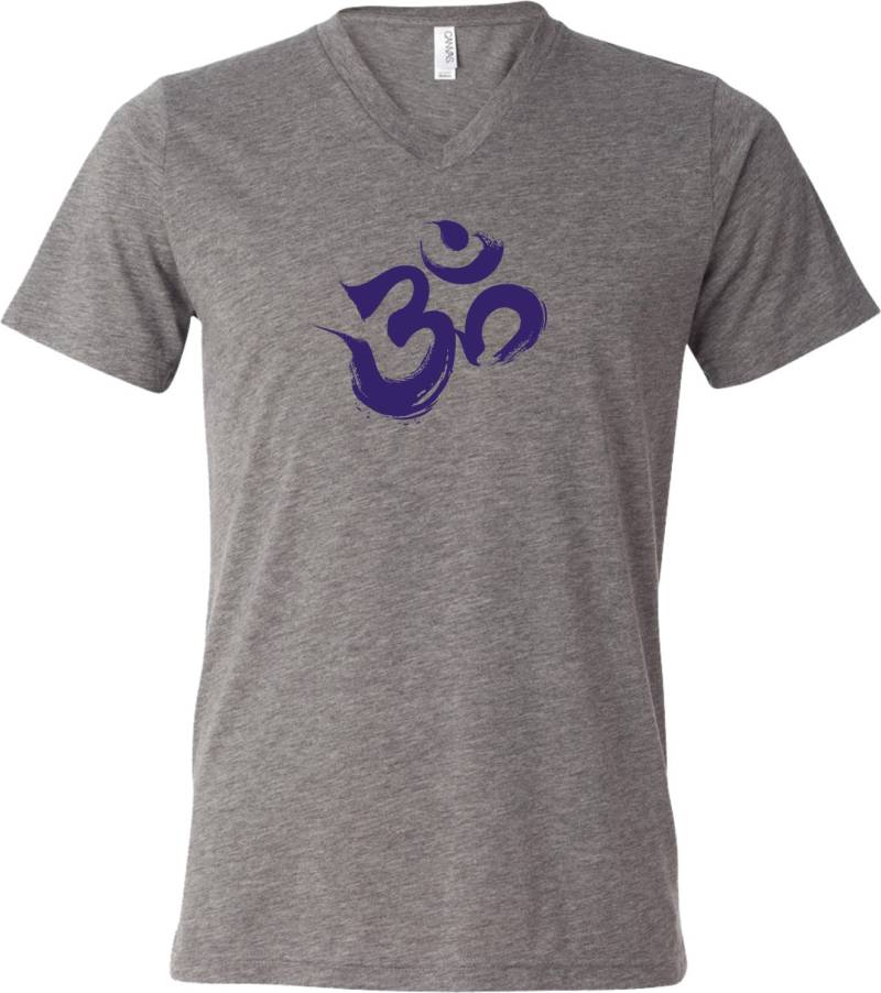 Pinselstrich Aum Erwachsene Unisex Yoga Triblend V-Neck T-Shirt Lila = Purplebrush-C3415 von YogaClothingForYou