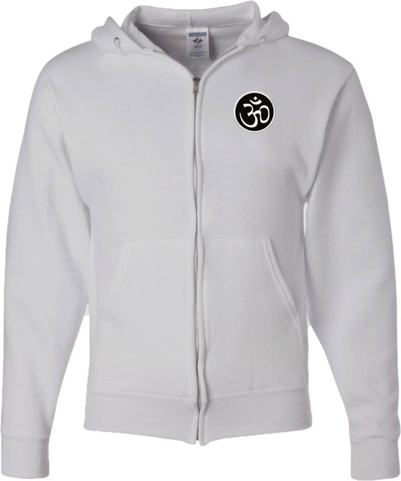 Sanskrit Aum Patch Pocket Print Unisex Yoga Full Zip Hoodie-Sanskritaum-Pp-993 von YogaClothingForYou