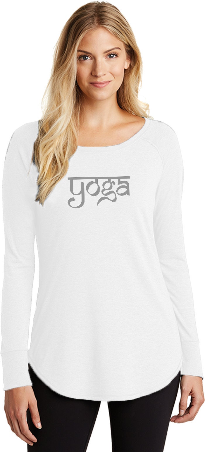 Sanskrit Yoga Text Damen Tri-Blend Langarm = Sanskrit-Dt132L von YogaClothingForYou