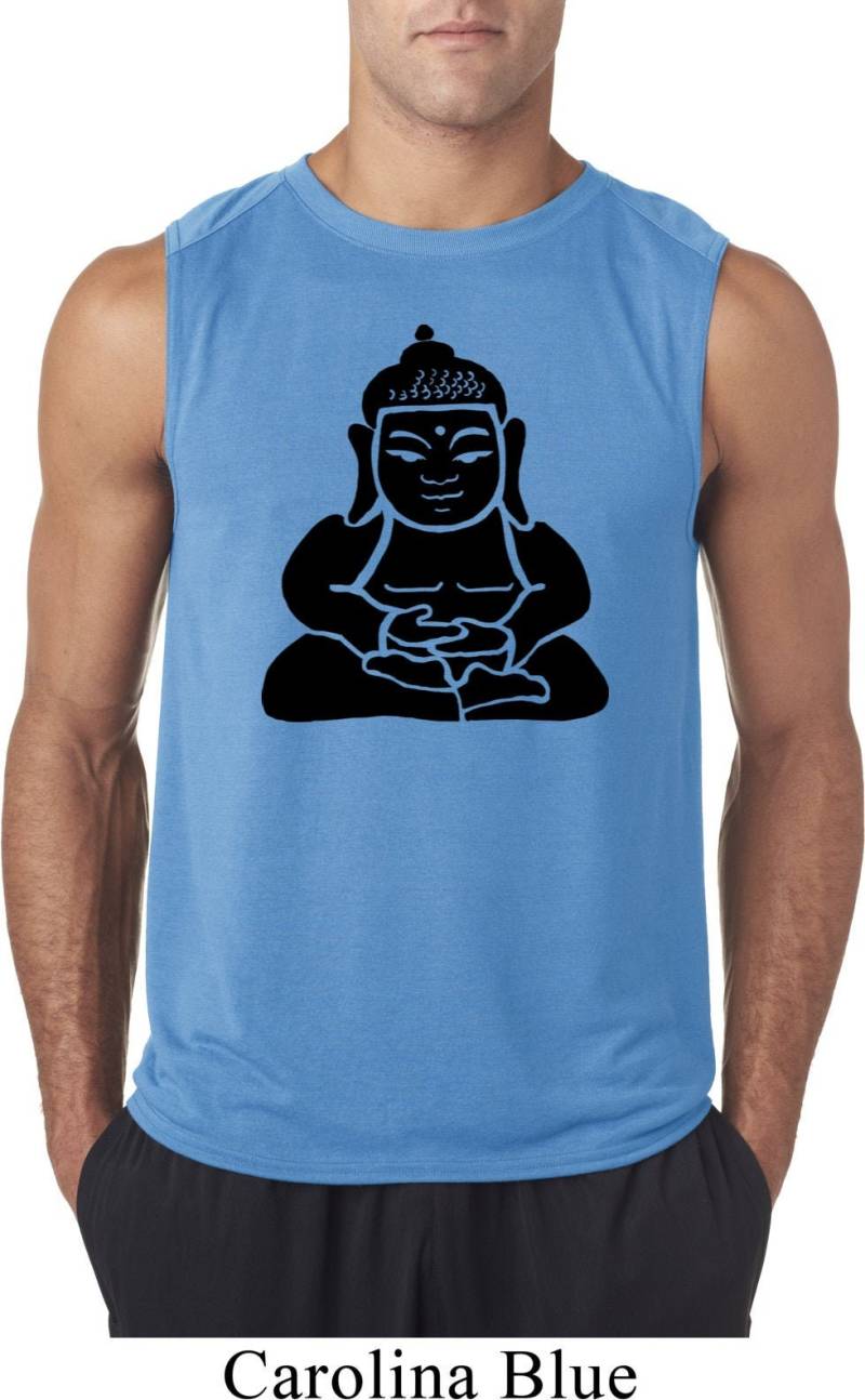 Schatten Buddha Herren Yoga Ärmellose Feuchtigkeit Wicking T-Shirt = 42700-Shadbud von YogaClothingForYou