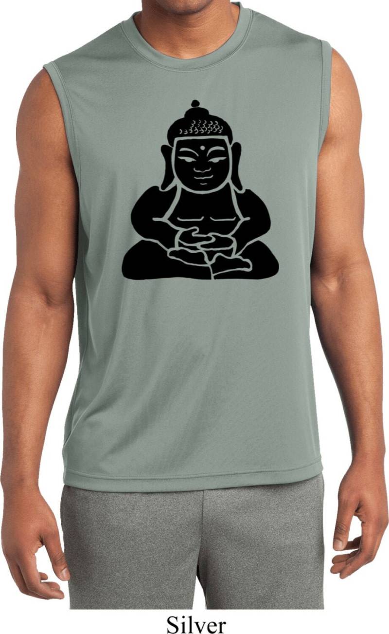 Schatten Buddha Herren Yoga Ärmellose Feuchtigkeit Wicking T-Shirt = St352-Shadbud von YogaClothingForYou