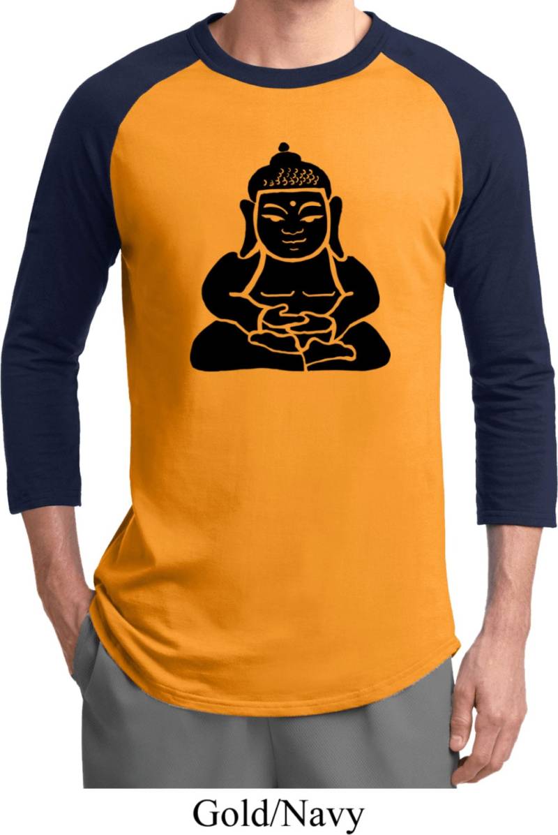 Schatten Buddha Yoga Raglan T-Shirt = T200-Shadbud von YogaClothingForYou