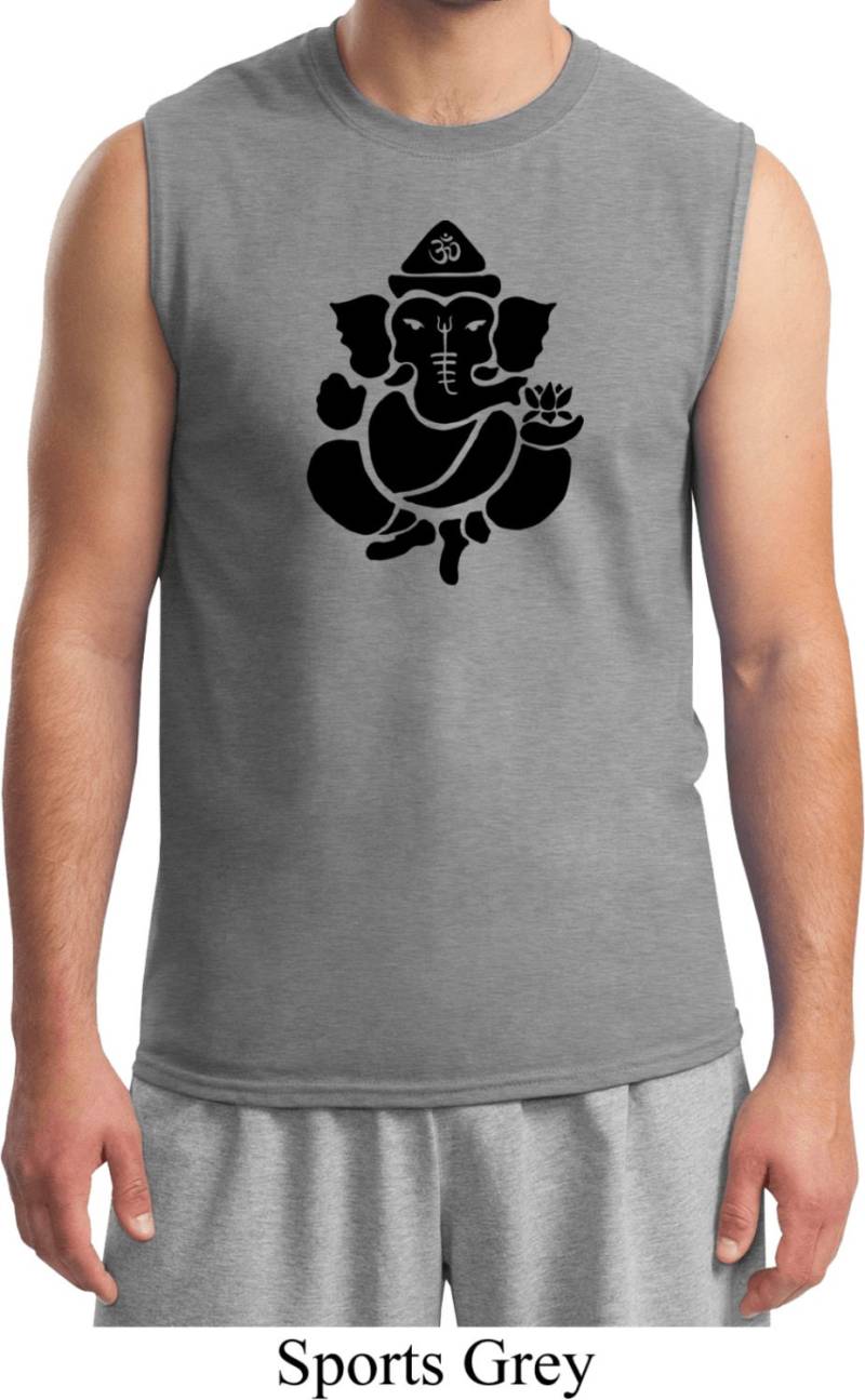 Schatten Ganesha Herren Yoga Ärmellose Muskel T-Shirt = 2700-Shadow von YogaClothingForYou