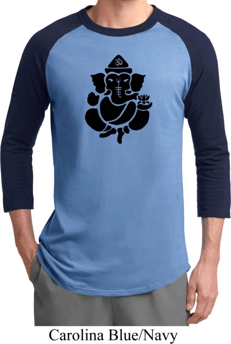 Schatten Ganesha Yoga Raglan T-Shirt = T200-Shadow von YogaClothingForYou