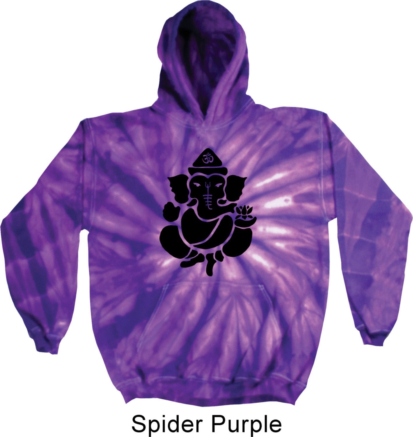 Schatten Ganesha Yoga Tie Dye Hoodie - 8777-Shadow von YogaClothingForYou