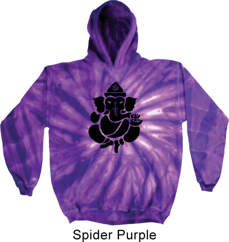 Schatten Ganesha Yoga Tie Dye Hoodie - 8777-Shadow von YogaClothingForYou