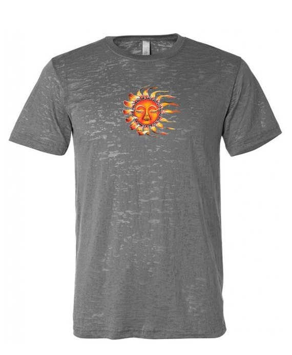 Schlafende Sonne Burnout T-Shirt = Nl6110-Sun von YogaClothingForYou