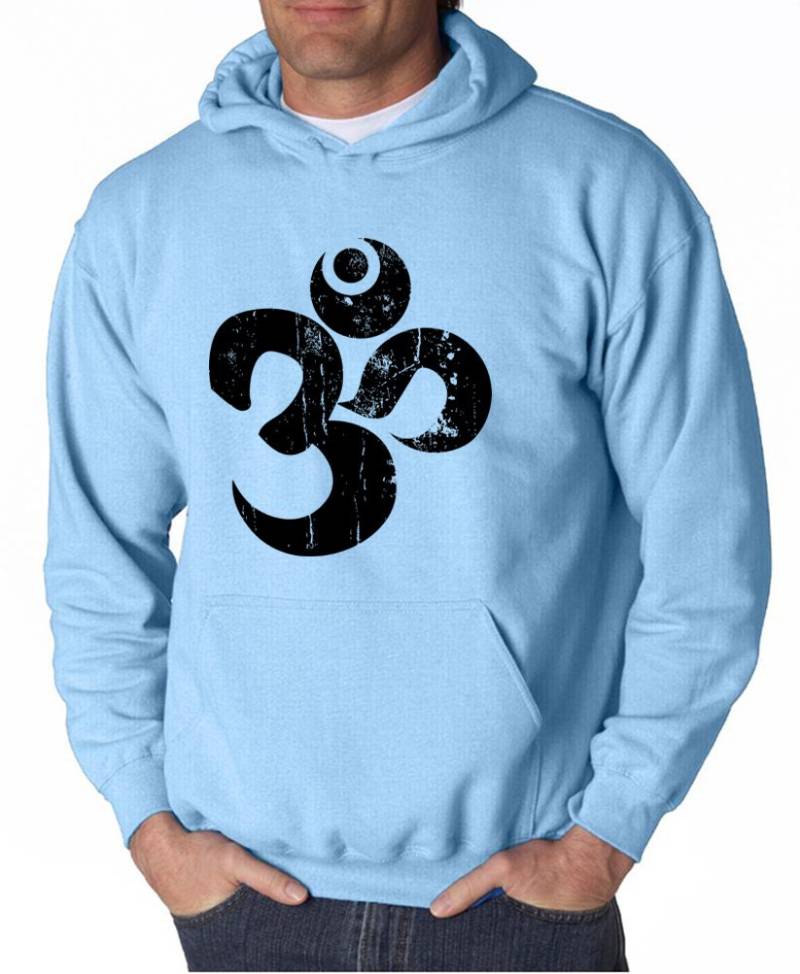 Schwarz Distressed Om Yoga Hoodie - Pc90H-Bdom von YogaClothingForYou
