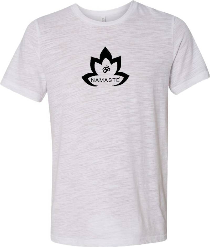 Schwarz Namaste Lotus Burnout Yoga T-Shirt = Blacknam-3650 von YogaClothingForYou
