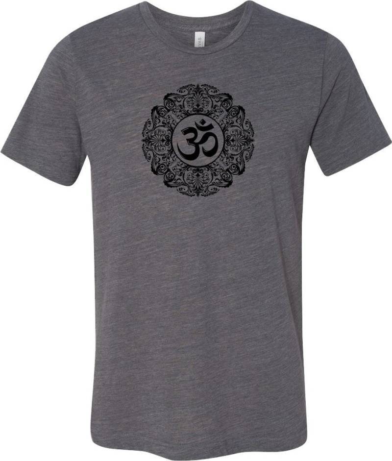 Schwarz Verziert Om Burnout Yoga T-Shirt = Blkornate-3650 von YogaClothingForYou