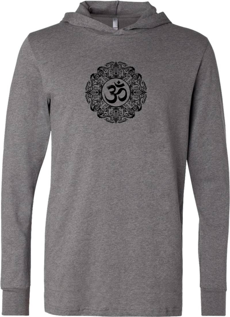 Schwarz Verziertom Yoga Leichte Hoodie T-Shirt - Blkornate-3512 von YogaClothingForYou