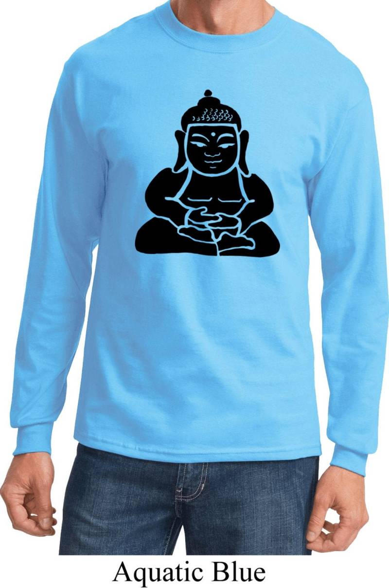 Shadow Buddha Yoga Langarm-T-Shirt = Pc61Ls-Shadbud von YogaClothingForYou