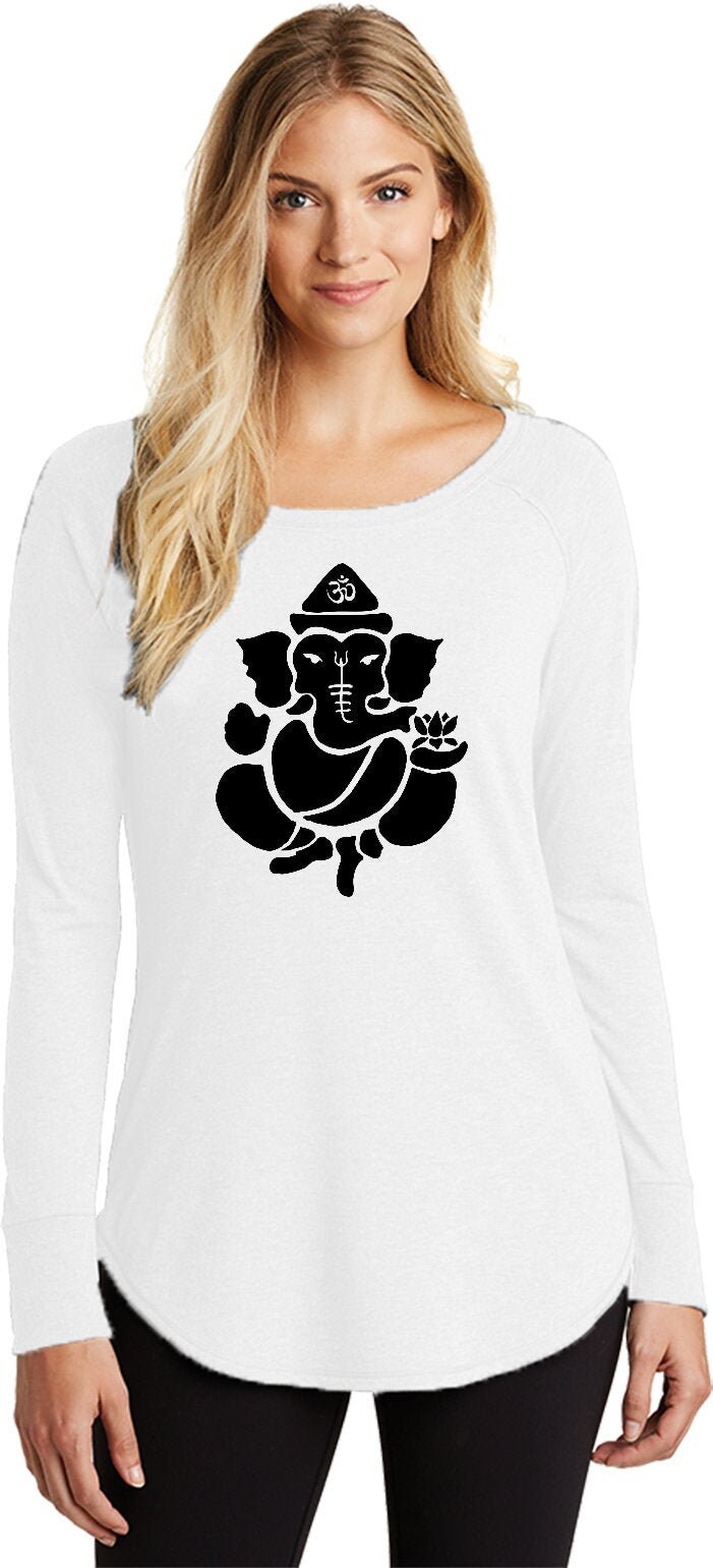 Shadow Ganesha Damen Yoga Tri Blend Langarm = Shadowgan-Dt132L von YogaClothingForYou