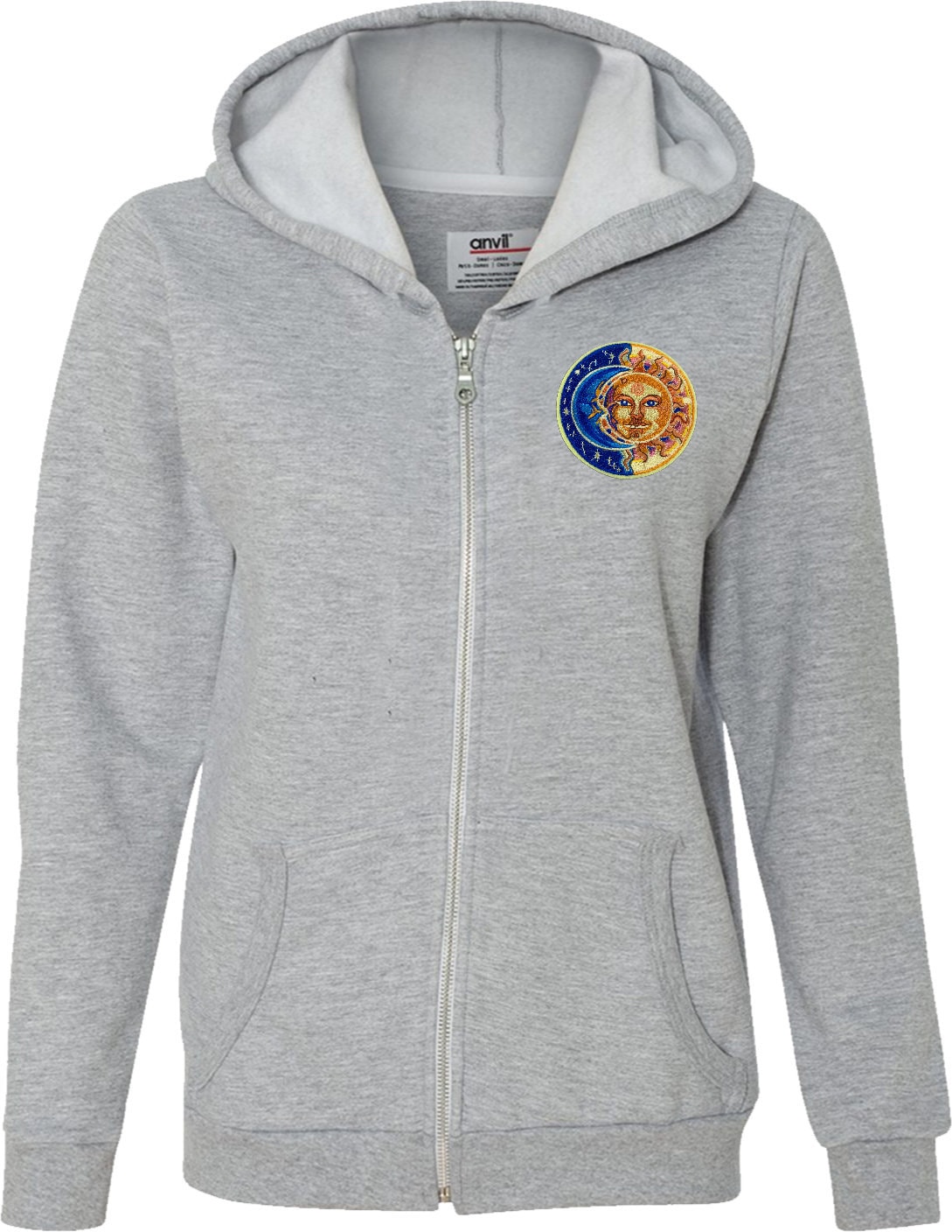 Sonne Und Mond Patch Pocket Print Erwachsene Yoga Full Zip Hoodie = Sunmoon-Pp-71600Fl von YogaClothingForYou